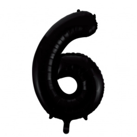 Folieballon ''Cijfer 6 zwart'' (34'')