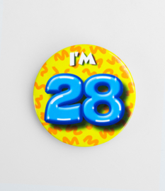 Button ''28 jaar'' (Klein)