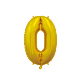 Folieballon ''Cijfer 0 goud'' (66 cm)