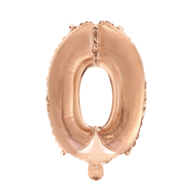 Folieballon ''Cijfer 0 roségoud'' (35 cm)