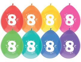 Ballonnen "8  jaar"(8 stuks)