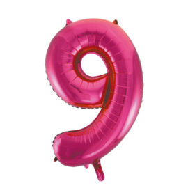 Folieballon ''Cijfer 9 Roze'' (34'')