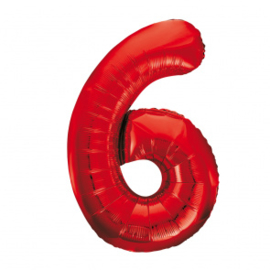 Folieballon ''Cijfer 6 rood'' (34'')