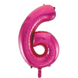 Folieballon ''Cijfer 6 Roze'' (34'')