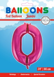Folieballon ''Cijfer 0 Roze'' (34'')
