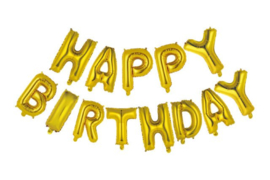 Folieballonnen ''Happy Birthday'' (Goud)