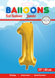 Folieballon ''Cijfer 1 goud'' (34'')