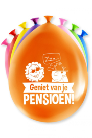 Ballonnen ''Geniet van je pensioen'' (30 cm, 8 stuks)