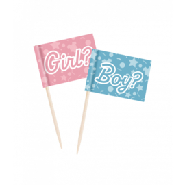 Cocktail Prikkers ''Girl?/Boy?'' (50 stuks)