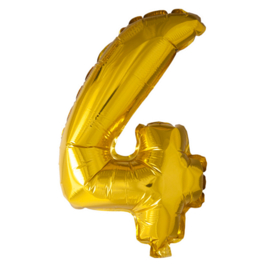 Folieballon ''Cijfer 4 goud'' (16'')