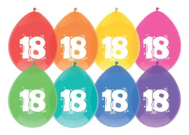 Ballonnen "18 jaar"(8 stuks)