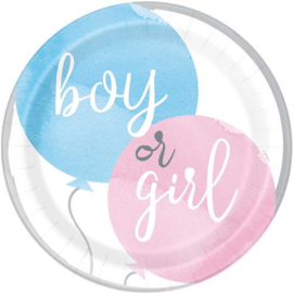 Borden ''Gender reveal'' (Groot, 8 stuks)