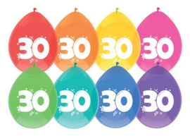 Ballonnen ''30 jaar''(8 stuks)