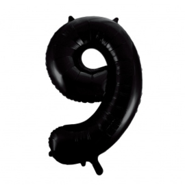 Folieballon ''Cijfer 9 zwart'' (34'')