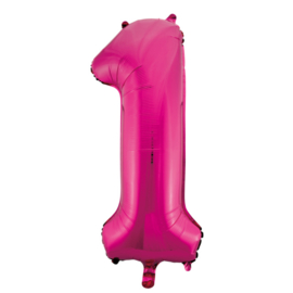 Folieballon ''Cijfer 1 Roze'' (34'')