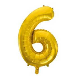 Folieballon ''Cijfer 6 goud'' (34'')