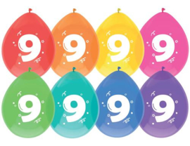Ballonnen "9 jaar"(8 stuks)
