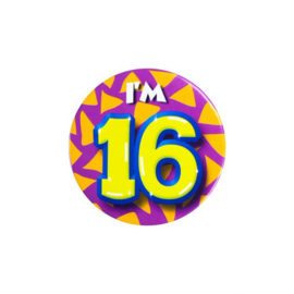 Button ''16 jaar'' (Klein)