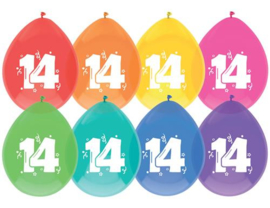 Ballonnen "14 jaar"(8 stuks)
