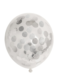 Ballonnen ''Confetti Zilver'' (6 stuks)