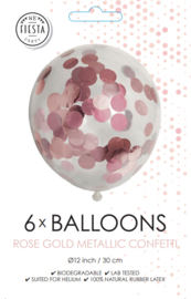 Confetti Ballonnen ''Metallic Roségoud'' (6 stuks)