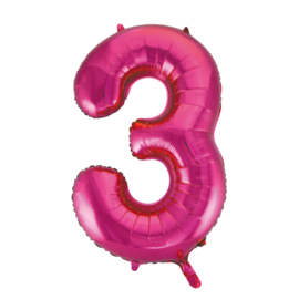 Folieballon ''Cijfer 3 Roze'' (34'')