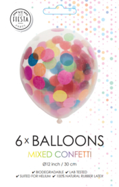 Confetti Ballonnen ''Gekleurd'' (6 stuks)