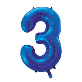 Folieballon ''Cijfer 3 Blauw'' (34'')