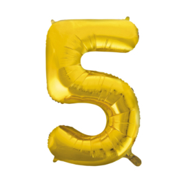 Folieballon ''Cijfer 5 goud'' (34'')