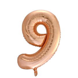 Folieballon ''Cijfer 9 Roségoud'' (34'')