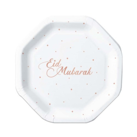 Borden 'Eid Mubarak' (Ø23cm, 8 stuks)