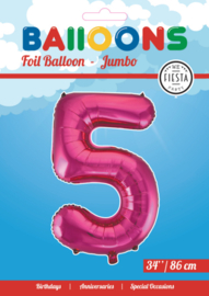 Folieballon ''Cijfer 5 Roze'' (34'')