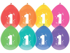 Ballonnen ''1 jaar'' (8 stuks)