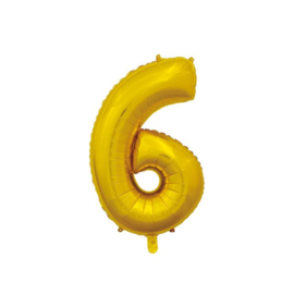 Folieballon ''Cijfer 6 goud'' (66 cm)