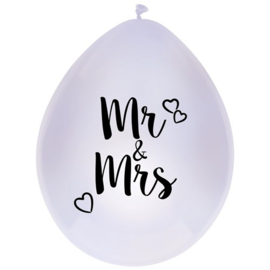Ballonnen ''Mr & Mrs'' (30 cm, 6 stuks)