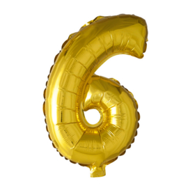 Folieballon ''Cijfer 6 goud'' (16'')