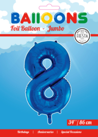 Folieballon ''Cijfer 8 Blauw'' (34'')