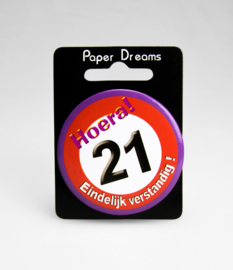 Buttons ''21 jaar verkeersbord'' (Klein)