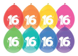 Ballonnen "16 jaar"(8 stuks)
