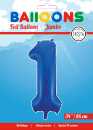 Folieballon ''Cijfer 1 Blauw'' (34'')