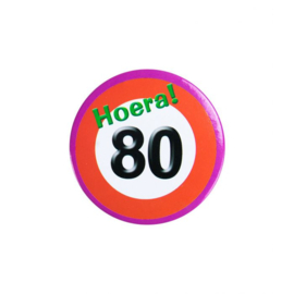 Button ''Hoera 80 jaar'' (Klein)