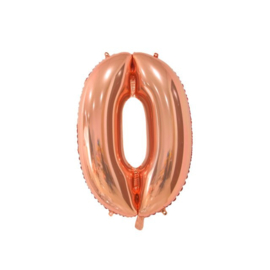 Folieballon ''Cijfer 0 roségoud'' (66 cm)