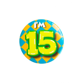 Button ''15 jaar'' (Klein)