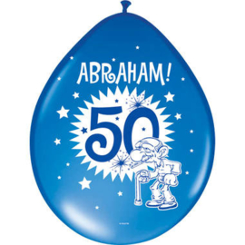 Ballonnen ''Abraham 50 jaar''(8 stuks, mix kleuren)