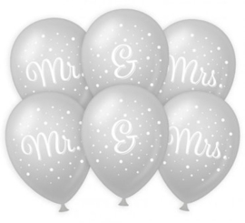 Ballonnen ''Mr & Mrs'' (30 cm, 6 stuks)