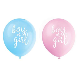 Ballonnen Gender Reveal "Boy or Girl" (8 stuks)