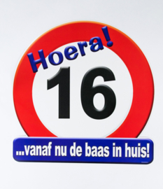 Verkeersbord ''16 jaar''