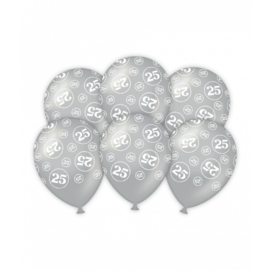Ballonnen ''25 jaar'' (30cm, 6 stuks)