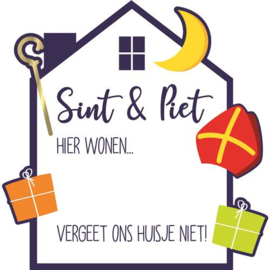 Raambord "Sint & Piet, Hier wonen.." (beschrijfbaar, 50cm)