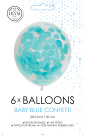 Confetti Ballonnen ''Baby blauw'' (6 stuks)